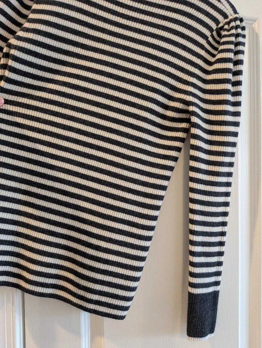 Hatch Giada Merino Wool Sweater Striped Black White Rib Knit Maternity Size 3/L